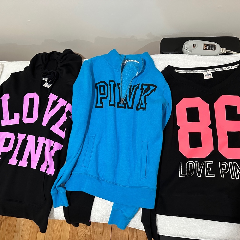 Vintage PINK Victorias Secret Bundle of Size XS Hoodies/Sweatshirts (LIKE NEW)